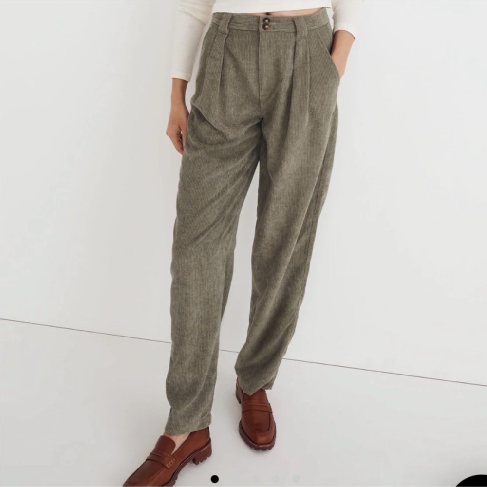 Madewell Olive Straight-Leg High-Rise Trousers